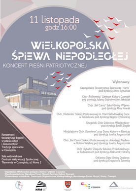 Plakat zapraszający na koncert pieśni patriotycznej 