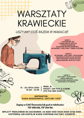 Warsztaty krawieckie. Uszyjmy coś razem w wakacje!